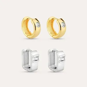 Conjunto De Argolinhas Dourado E Prateado