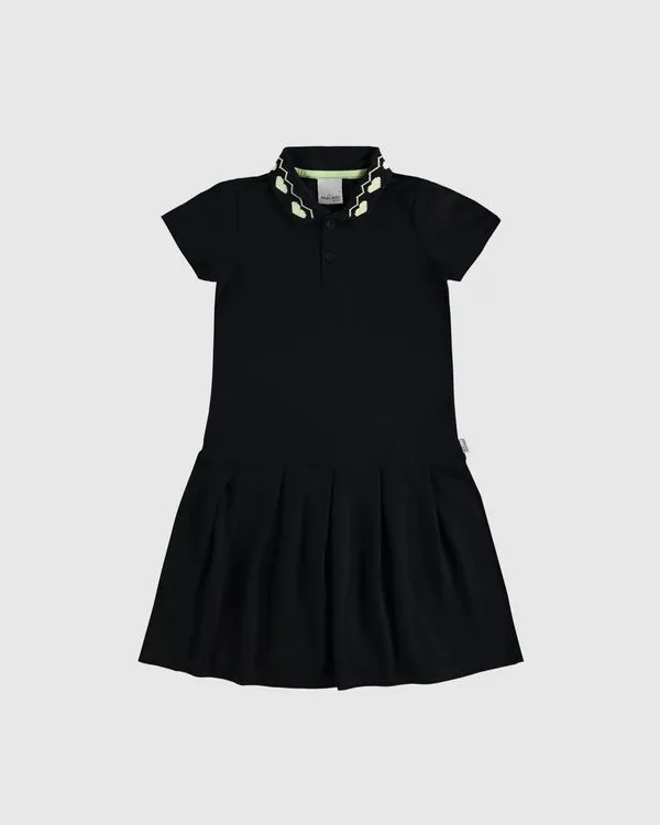Vestido Polo Infantil Gola Com Estampa Em Piquet Premium Malwee Kids Preto - 12