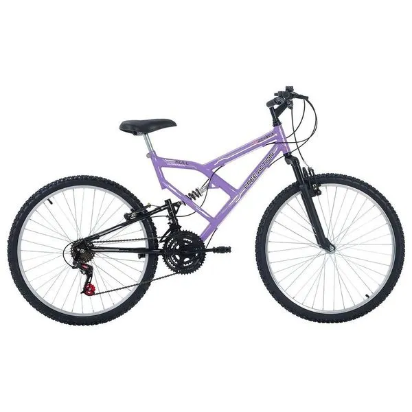 Bicicleta Mountain Bike Full FA 240 Aro 26 Quadro Aço 18 Marchas V-Brake Lilás Free Action Bicicleta Full FA 240 Mountain Bike Aro 26 Quadro Aço 18 Marchas Lilás Free Action