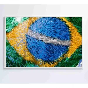 Quadro Bandeira Do Brasil Em Fitas 90x60 Cm Tecido Canvas