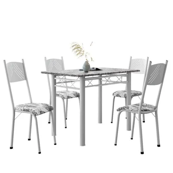 Conjunto De Mesa Sala De Jantar Sara Com 4 Cadeiras