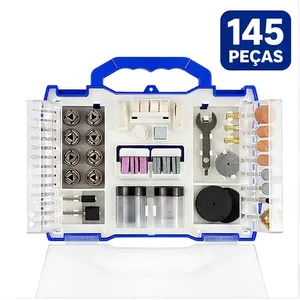 Kit de Acessórios para Mini Retífica 9QR 145 Peças Cortar Polir Desbastar com Maleta Yeet Kit Acessórios Mini Retífica 9QR 145 Peças Maleta Yeet