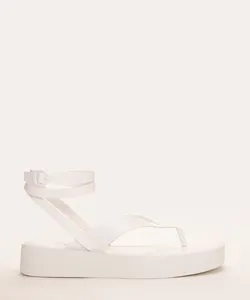sandália flatform com tiras mindset branca 35