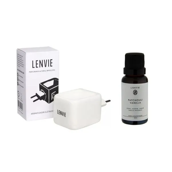 Difusor Elétrico De Cerâmica + óleo Concentrado Patchouli Vanilla 20ml Lenvie