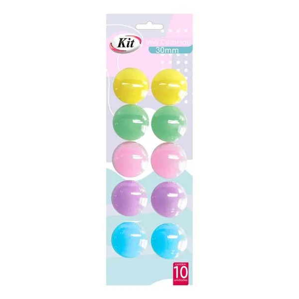 Imã IMA Imã Colorido 30mm 10 Unidades IMA com Forte Aderência para Geladeiras Quadros e Lousas Colorido Imã IMA Imã Colorido 30mm 10 Unidades IMA para Geladeiras Quadros e Lousas Colorido