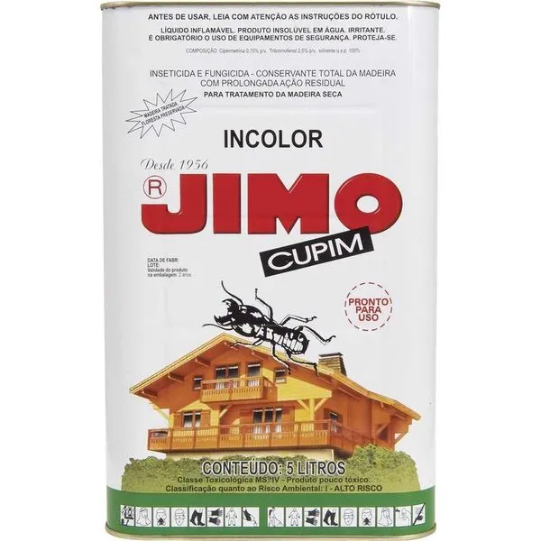 Inseticida para Cupim Jimo Proteção de Madeira e Ação Preventiva Incolor Lata 5L Jimo Inseticida para Cupim Jimo Proteção de Madeira Incolor Lata 5L Jimo