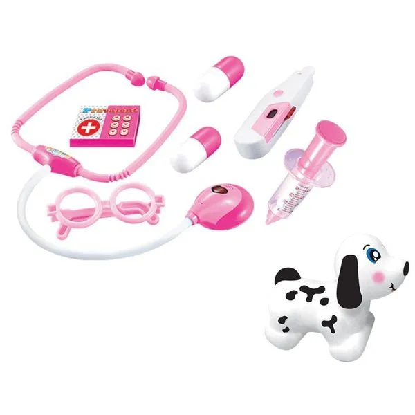 Brinquedo Infantil Kit Veterinário Com Acessórios - Rosa- Fenix