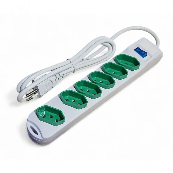 Extensão Elétrica Extensão In-Tech com Filtro de Linha, Proteção Contra Sobrecarga, 1,5M 6 Tomadas Bivolt Branca e Verde Extensão Elétrica Extensão In-Tech Filtro de Linha, Proteção Contra Sobrecarga, 1,5M 6 Tomadas