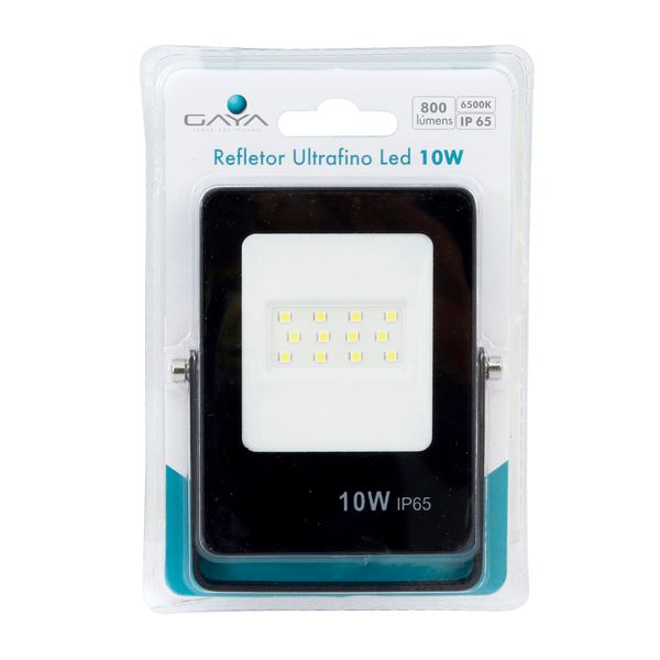 Refletor LED Ultrafino Retangular 10W 6500K Alumínio Gaya 9380 Preto Bivolt