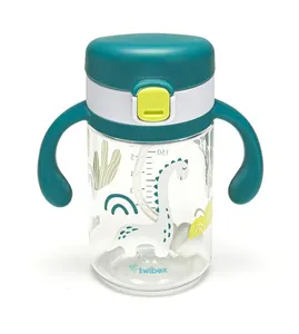 Copo de Treinamento Tritan com Canudo Dino Azul 240ml Twibex Azul