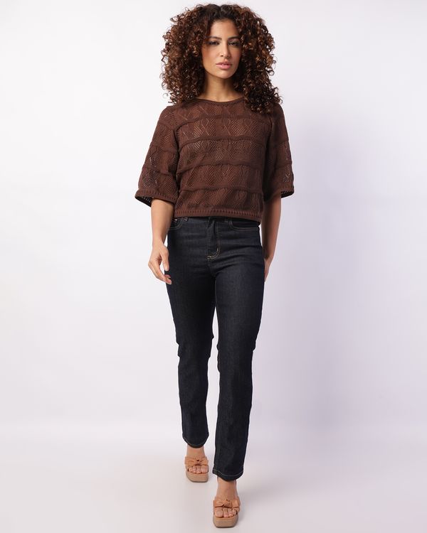 Calça Jeans Feminina Reta Com Bolsos Azul 42