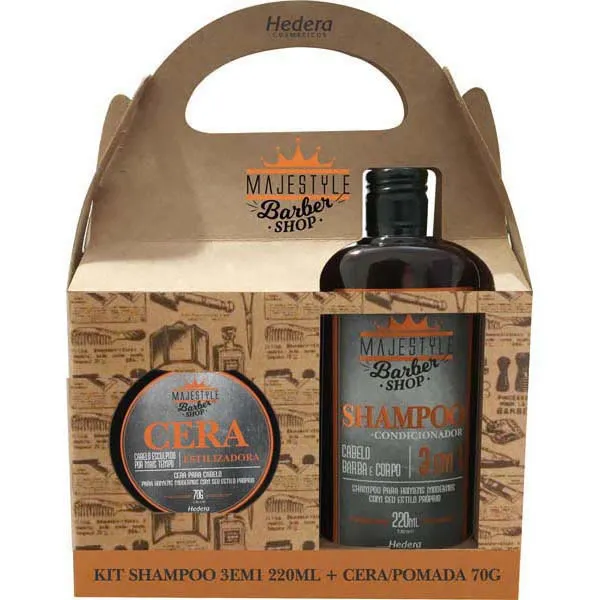 Kit Hedera Shampoo 2 Em 1 200ML + Cera Estilizado Majestyle 70G KIT HEDERA SH 2EM1 2