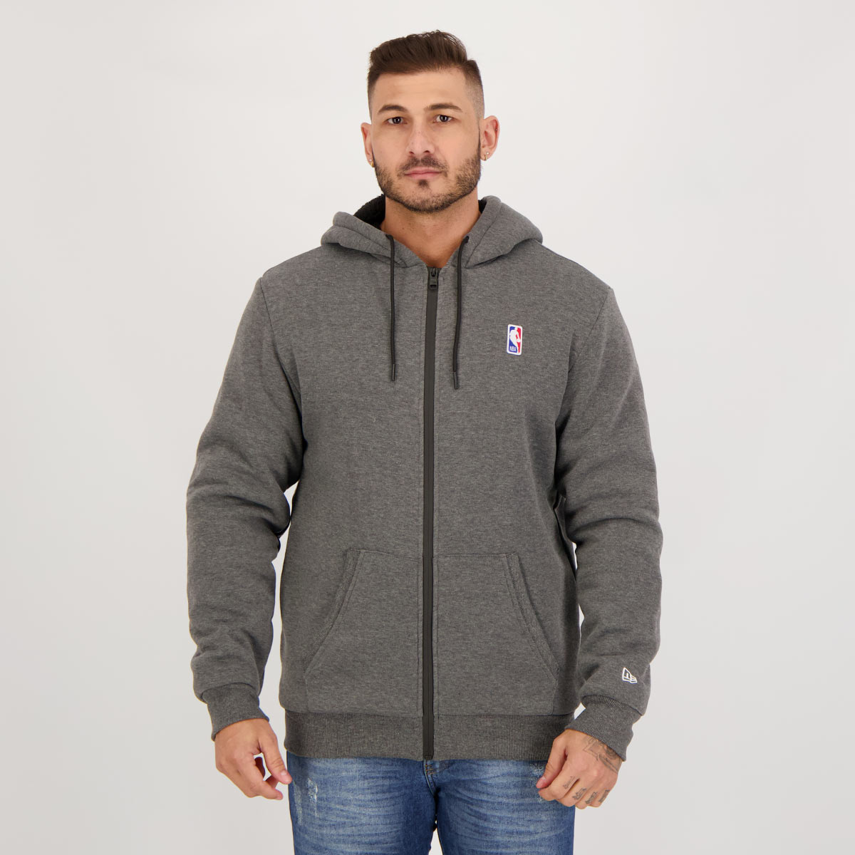 Jaqueta Moletom New Era NBA Basic Cinza