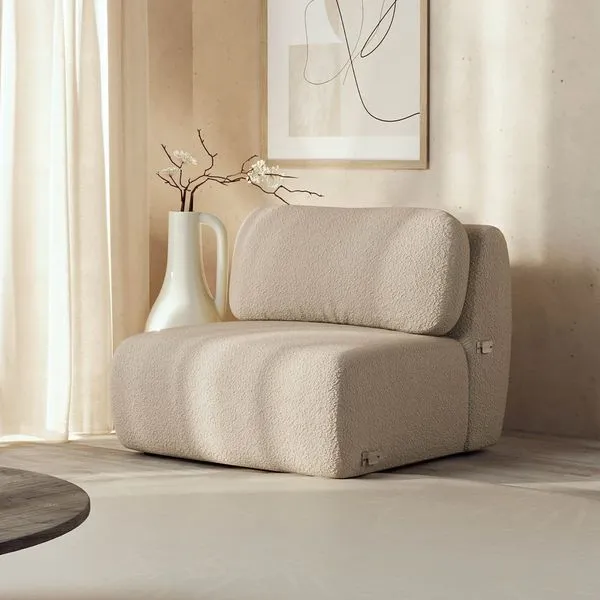 Sofá Modular 100cm sem Braço Orla CabeCasa MadeiraOriginals Dourado Areia Areia