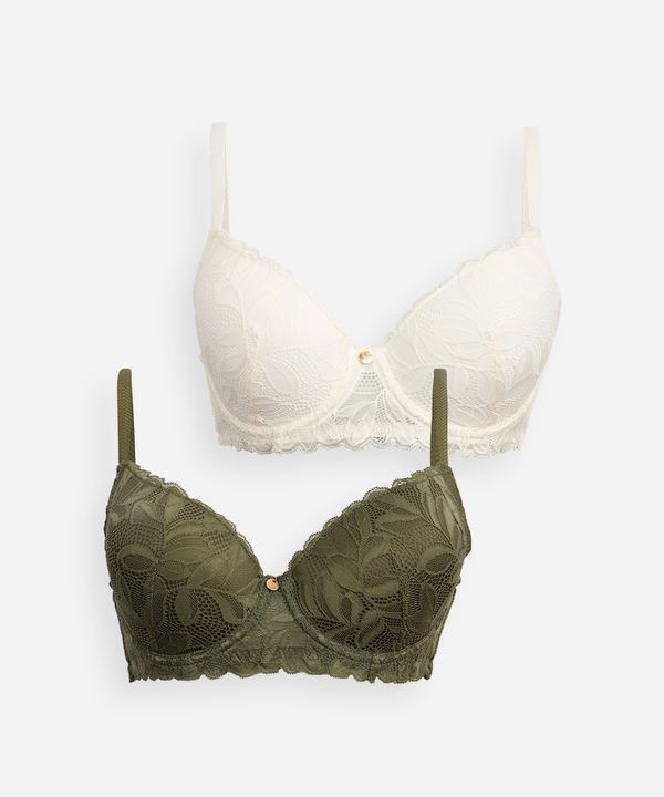 kit de 2 sutiãs meia taça com renda floral colorido 42