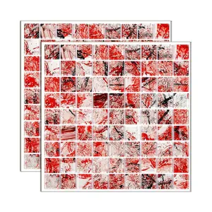 Pastilha de vidro Monet placa 29,2x29,2cm vermelho Glass Mosaic