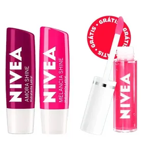 Kit Nivea Hidratante Labial Lip Oil Pink 5,5ml + Hidratante Labial Amora Shine 4,8g + Hidratante Labial Melancia Shine 4,8g Kit Nivea Hidratante Labial Lip Oil Pink 5,5ml + Hidratante Labial Amora Shine 4,8g + Hidratante Labial Melancia Shine 4,8g