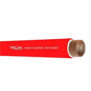 Fio Cabo Flexível 750V 6mm para Instalações Elétricas Residenciais e Comerciais Vermelho RCM Cabos Elétricos Fio Cabo Flexível 750V 6mm para Instalações Elétricas Vermelho RCM Cabos Elétricos