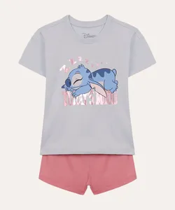 pijama curto juvenil stitch azul 12
