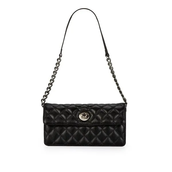 Bolsa Clutch Matelassê Couro Preta