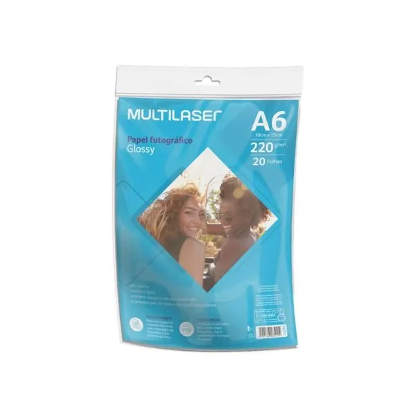 Papel Fotográfico Multilaser Glossy 10x15 20 Folhas PE010 (MP)