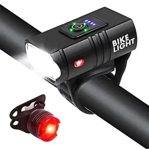 Kit de Iluminação para Bicicleta BIC002-01 Farol de LED Recarregável com Sinalizador Traseiro Vermelho Tudo em Caixa Kit de Iluminação para Bicicleta BIC002-01 Farol de LED Recarregável e Sinalizador Traseiro Vermelho