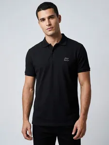 Polo Manga Curta Masculina PRETO M