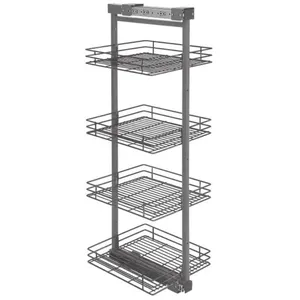 Coluna Deslizante Aramada Armário 4 Bandejas 25x47x152cm Aço Carbono Cinza Masutti Copat