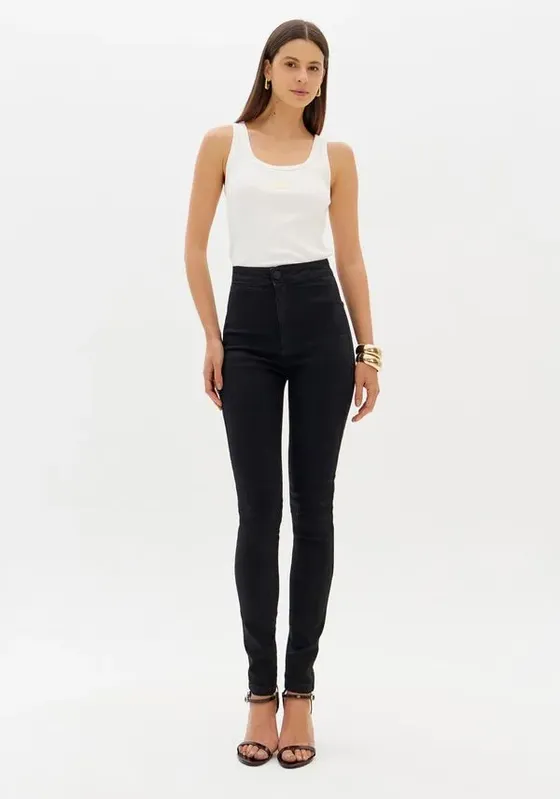 Calça Jegging Jeans Com Elastano Preto 36