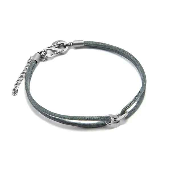 Pulseira Matiz Obsidia Cinza e Aço Cinza Ajustável