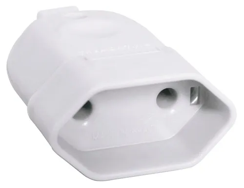 Plugue fêmea 2P+T redondo NBR / 20 A branco corpo chato - TRAMONTINA