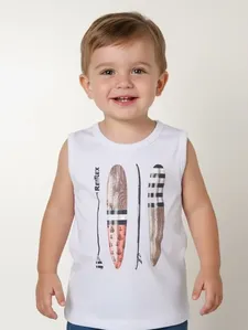 Camiseta Regata Estampada Infantil Para Menino- BRANCO 3