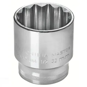 Soquete Estriado 13 Mm Encaixe 1/2" Em Aço Cromo Vanádio Com Acabamento Cromado