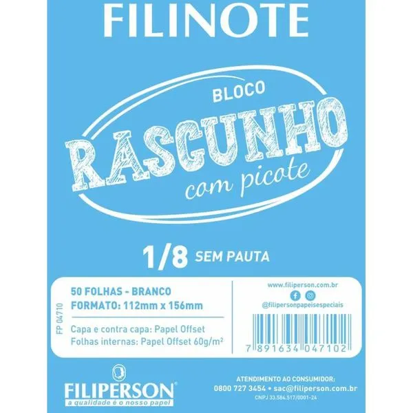 BLOCO PARA RASCUNHO C/PICOTE S/PAUTA 112X156 50FL