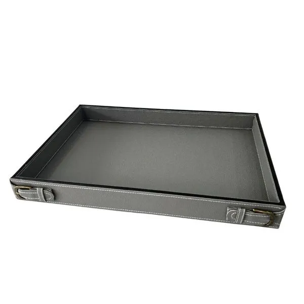 Bandeja Decorativa Organizadora Fivelas Metálicas Cinza em Mdf com Fundo Aveludado Braswu Bandeja Decorativa Organizadora Fivelas Metálicas Cinza em Mdf com Courvin Braswu