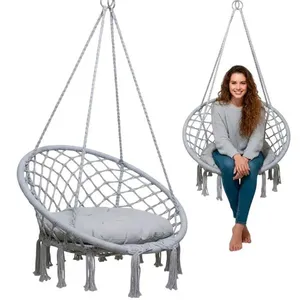 Rede Cadeira de Balanço Suspensa SU 3630 SU ESTO2 Metal com Encosto com Almofada Cinza Rede Cadeira de Balanço Suspensa SU 3630 SU ESTO2 Metal com Encosto Cinza