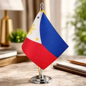 Mini Bandeira de Mesa Filipinas Decoracao com Mastro 15cm Tecido Poliester Estampa Frente SP Bandeiras Mini Bandeira de Mesa Filipinas Decorativa com Mastro 15cm Poliester Frente SP Bandeiras