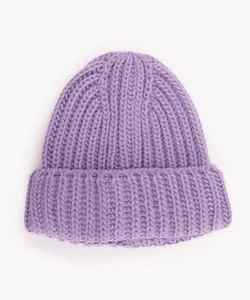 gorro de tricô canelado lilás Único