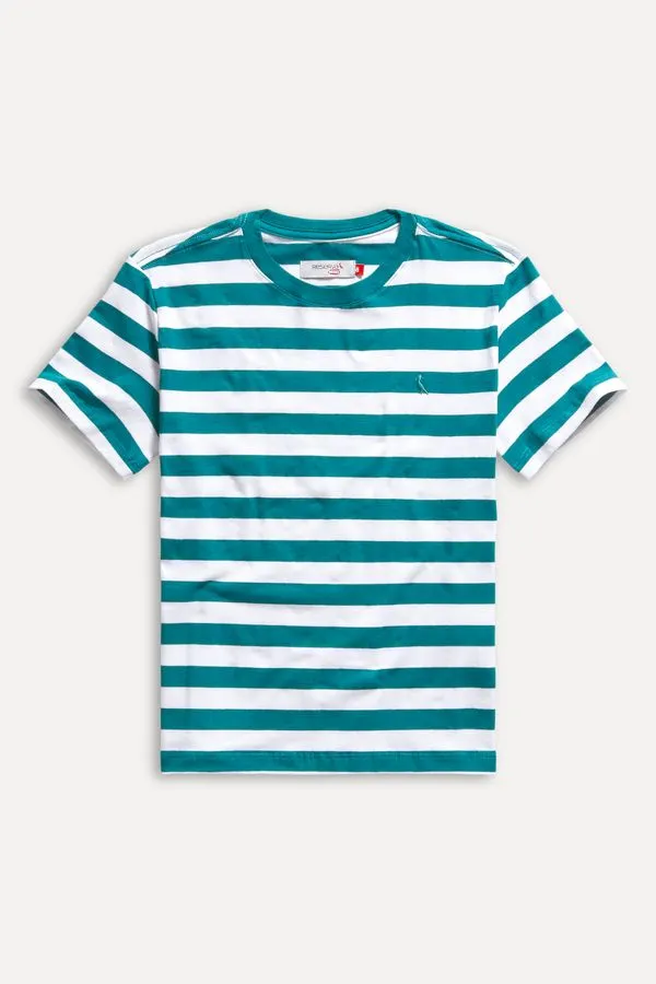 Camiseta Mini Mc Listrado Navegante Verde Bandeira - 10