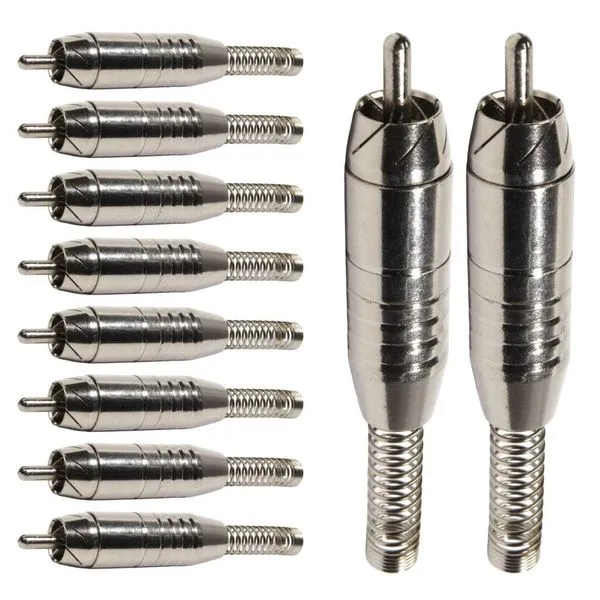 Conector Rca Macho Storm Plug Níquel com Mola para Áudio e Vídeo Kit 10 Unidades Conector Rca Macho Storm Plug Níquel com Mola para Cabos de Áudio e Vídeo 10 Unidades