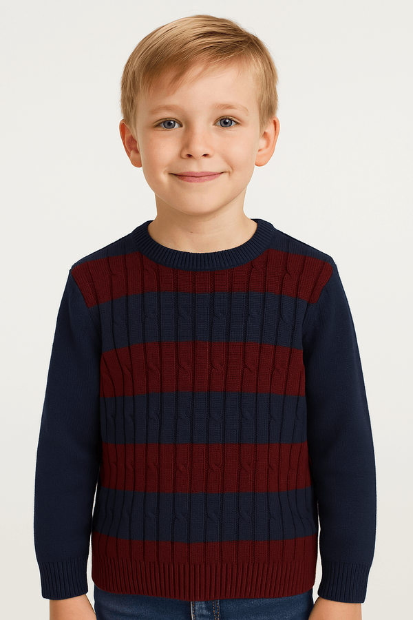 Blusão Tricot Infantil Para Menino - MARINHO/VINHO 4