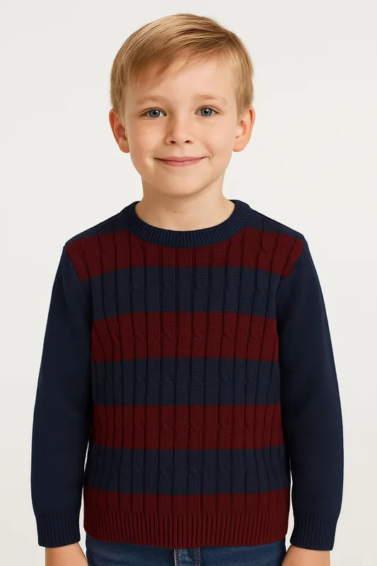 Blusão Tricot Infantil Para Menino - MARINHO/VINHO 4