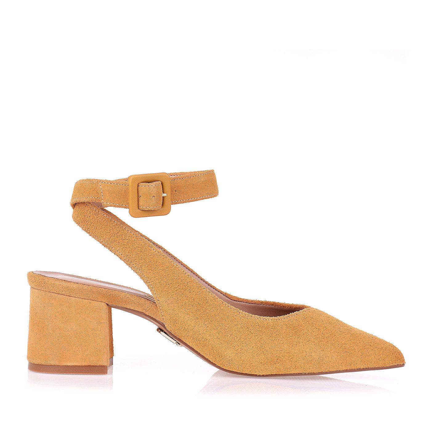 Slingback Salto Médio New Suede Mustard