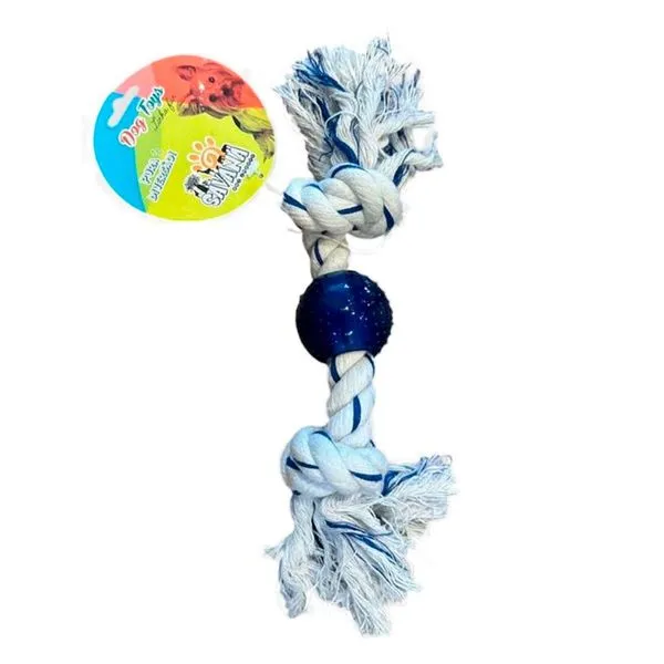 Brinquedo Para Cães Corda Puxador Savana Branco E Azul 28cm (MP)