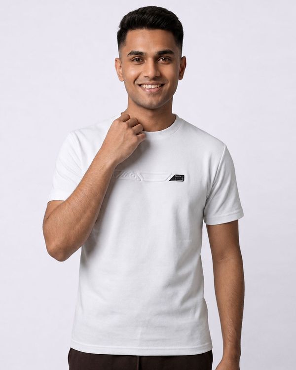 Camiseta Masculina Gangster Texturizada Manga Curta Branca G