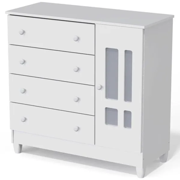 Cômoda 04 Gavetas Fraldário Ariel Clean Branco Brilho 118151 CB023