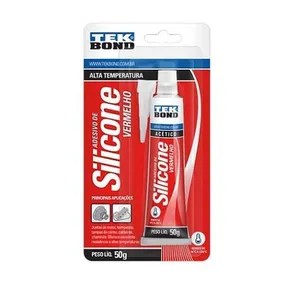 Silicone Alta Temperatura para Vedação Automotiva Vermelho 50G Adesivo Selante Tixotrópico Resistente a Óleo Tekbond Silicone Alta Temperatura para Vedação Vermelho 50G Adesivo Selante Resistente a Óleo Tekbond