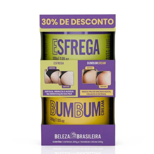 Kit BB Cream Creme Esfoliante Esfrega Bumbum 200g + Creme Modelador Bumbum Perfeito 200g