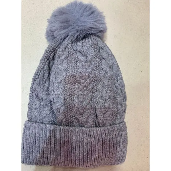 Touca Feminina de Inverno OEM Forrada com Pelúcia em Lã Acrílica Antialérgica Cinza Adulto Touca Feminina de Inverno OEM em Lã Acrílica Antialérgica Cinza Adulto