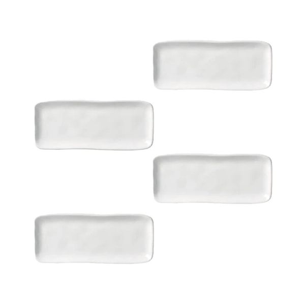 Conjunto de Travessas Retangulares Pequenas Porto Brasil Orgânico New White 22x9,5cm - 4 Peças